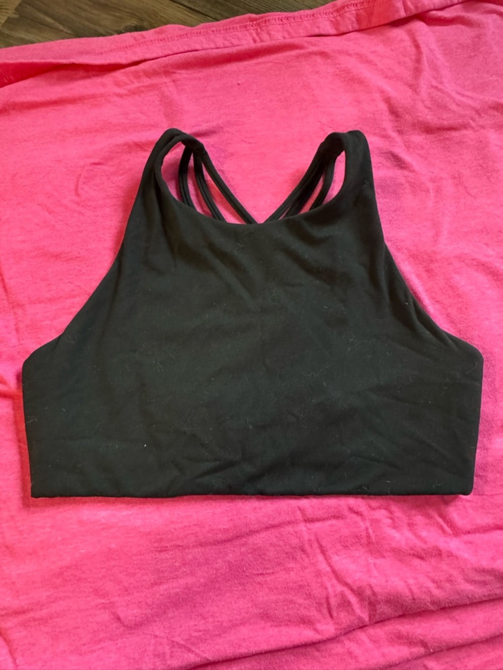 Black Strappy High-Neck sports bra